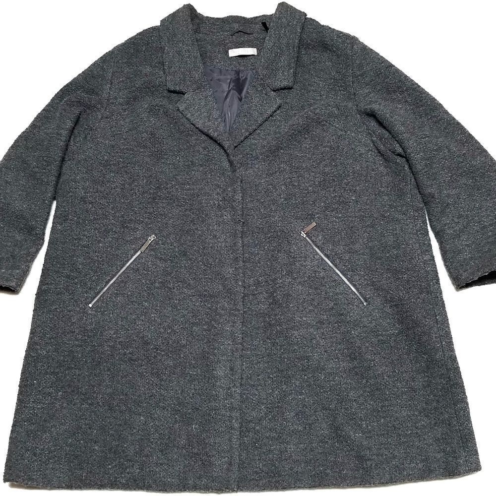 ANTHOLOGY Grey Fluffy Double Breasted Peacoat 28